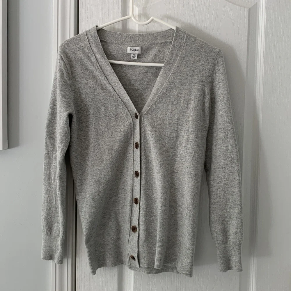 J.Crew‎ wool blend cardigan size XS gray buttons casual career v-neck - Picture 9 of 10